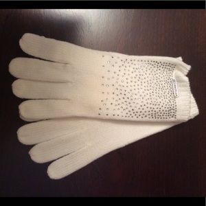 White Calvin Klein embellished gloves